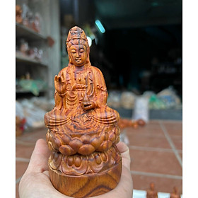 Mua Tượng phật bà quan âm bồ tát bằng gỗ sưa đẹp long lanh kt cao 12×6×6cm