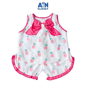Bộ quần áo ngắn bé gái Họa tiết Xương rồng nơ hồng - AICDBGO67BUQ - AIN Closet