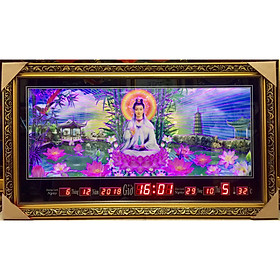 Đồng hồ điện tử tranh đèn led Phật Bà - K642