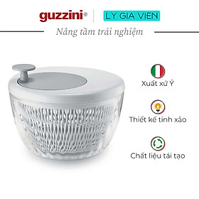 Rổ Quay Vắt Rau Có Nắp Đậy Guzzini Spin & Store Salad Spinner with Lid 26cm - Rửa & Làm Khô Salad Nhanh Chóng - Thiết Kế Sang Trọng & Thích Hợp Rã Đông