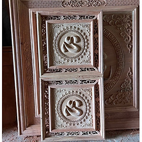 Mua Tranh treo tường trạm khắc chữ tâm bằng gỗ hương đá kt mặt vuông  55×55×3 5cm