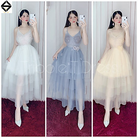 Đầm dự tiệc công chúa 2 dây xếp tầng kết cườm ngọc TRIPBLE T DRESS - size M/L - MS88Y