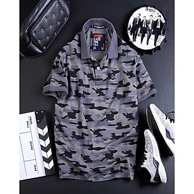 Áo thun polo phong cách Retro - Camo đen lợt