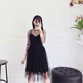 Đầm xoè lưới bi thiết kế cao cấp dự tiệc siêu xinh