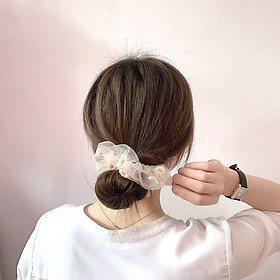 Dây buộc tóc scrunchies hoa cúc Hàn Quốc, chun búi tóc vải hot trend SC02 sẽ dễ dàng biến hóa kiểu tóc cột xinh đẹp