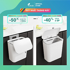 Thùng rác treo tủ bếp có nắp đậy thông minh ECODEALS loại cao cấp, size lớn - Trắng