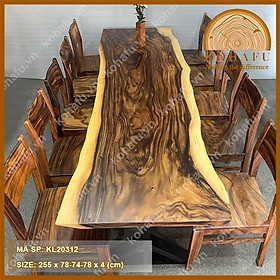 Mặt bàn dài uốn lượn tự nhiên gỗ me tây nguyên tấm KL20312