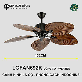 Hình ảnh Quạt Trần Nhà Hàng Khách Sạn Lê Gia LGFAN692K | Quạt Trần Lá Cọ Phong Cách Indochine - Hàng Nhập Khẩu