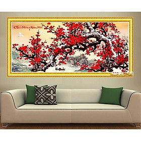 tranh đính đá Chúc mừng năm mới 86x46cm - chưa đính