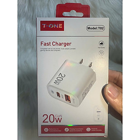 Củ Sạc Nhanh 20W GaN gồm cổng Type-C và USB, Hỗ Trợ QC3.0, Sạc Nhanh, nhỏ gọn, tiện mang theo - Hàng nhập khẩu