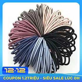 Set 100 dây chun buộc tóc trơn các màu
