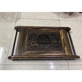 Mua Khay trà chân cuốn gỗ mun hoa