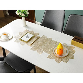 Table runner hoa màu vàng không thấm nước phong cách hiện đại CLOVER 7143G 