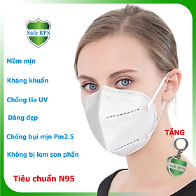 Hộp ( 10 cái ) Khẩu trang N95 Pro Mask vải không dệt , chống bụi siêu mịn pm2.5 , màu trắng , tặng móc treo khóa mica
