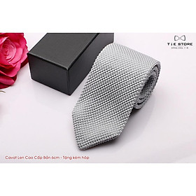 Cà Vạt Len Cao Cấp Bản 6Cm - Cavat Tự Thắt Kèm hộp Màu ghi xám