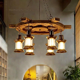 Đèn Thả Trang Trí Bánh Lái Tàu Biển - 6 Bóng Vintage Cá Tính Độc Đáo Cho Quán Bar Cafe Phòng Khách