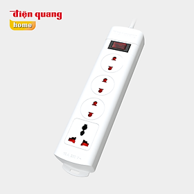 Ổ cắm Điện Quang ĐQ ESK 4W (1 công tắc, màu trắng. 4 lỗ - 3 lỗ 2 chấu – 1 lỗ 3 chấu)