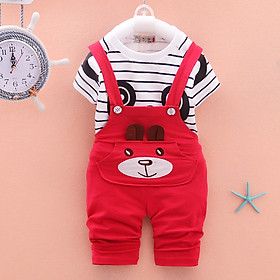 Áo Thun Bé Trai Bé Gái Trẻ Sơ Sinh Đáng Yêu Áo + Quần Quần Yếm Trang Phục Quần Áo Bộ 2 Chiếc Quần Áo Bé Trai Trẻ Em