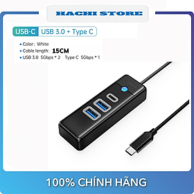 HUB Type C ra 1 cổng TYPE C + 2 Cổng USB 3.0 Orico PWC2U-C3 - Hàng Chính Hãng