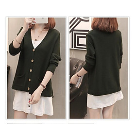 Áo len nữ đẹp, áo len nữ 2 túi dáng cardigan