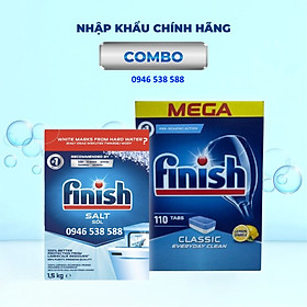 Viên rửa bát finish 120 viên + muối finish 1.5kg dùng cho máy rửa bát chén