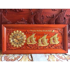 Mua Tranh đồng hồ treo tường thuận buồm xuôi gió bằng gỗ hương kt 41×81×3cmi