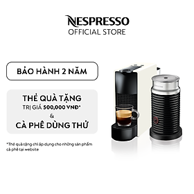 Bộ máy pha cà phê Nespresso Essenza Mini Trắng & máy đánh sữa Aeroccino 3 - Hàng chính hãng