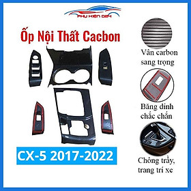 Ốp nội thất cho xe ô tô CX5, CX-5 2017-2018-2019-2020-2021-2022 vân Cacbon ABS bảo vệ chống trầy xước và làm đẹp xe