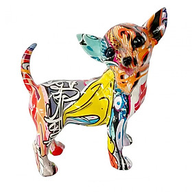 Graffiti Chihuahua Statue Dog Figurine Resin Artwork for Dog Lover Gifts