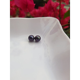 Đôi Bông Tai Ngọc Trai Cao Cấp Màu đen xám Size 7mm tự nhiên Mệnh thủy mộc Nữ về bọc làm đôi bông tai vàng đeo cực kỳ xinh ạ