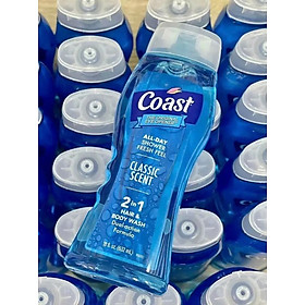 Sữa tắm coast sữa tắm nam 2in1 Coast Hair & Body Wash Classic Scent 532ml Pacific Force  