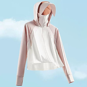 Áo Khoác Chống Nắng Và Tia UV Màu Pastel UPF50+ Kèm Mũ Khoá Kéo Và Vành Nón Có Thể Tháo Rời Chất Thun Lạnh