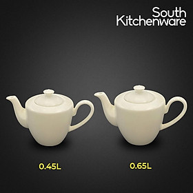 Bình trà 0.45L, 0.65L kèm nắp Daisy Lys Trắng Ngà sứ tráng men cao cấp Minh Long - 5