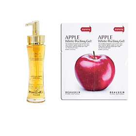 Combo 1 Tinh chất dưỡng trắng, tái tạo da chống lão hóa 3W Clinic Collagen & Luxury Gold Revitalizing Comfort Gold Essence 150ml và 1 Tẩy da chết SÁNG DA SẠCH MỤN Beauskin Apple White Peeling Mini Size