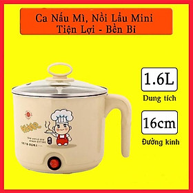 Nồi Lẩu, Ca Nấu Mì Siêu Tốc 18Cm Mini Đa Năng, Chiên, Hấp, Lẩu, Rán Siêu Tiện Dụng