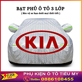 Bạt Phủ Xe Ô Tô Kia Morning, Soluto, Cerato, Seltos, K3, Rondo, Optima, Chất Liệu Tráng Nhôm 3 lớp