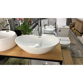 Mua Chậu lavabo rửa mặt đặt bàn đá hình thuyền viền mỏng