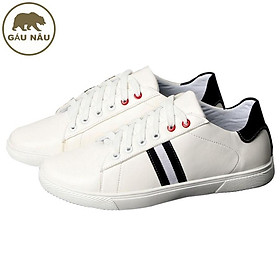 Giày sneaker trắng sọc đen trắng đẹp GN282 Gấu Nâu