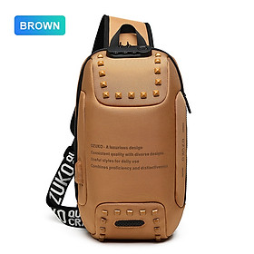 Túi đeo chéo OZUKO chống trộm có cổng sạc USB thời trang cho nam