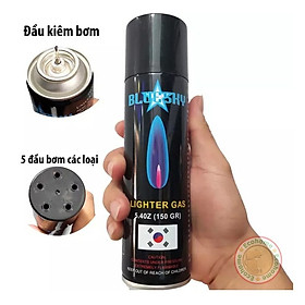 Bình bơm Gas Bật lửa - Hột quẹt Hàn Quốc ( xịn kèm 5 đầu bơm trên nấp )