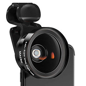 Large Aperture HD Phone Lens 52Uv 0.45X Wide Angle & 15X Macro Lens 2 in 1 Clip-On Cell Phone Camera Lens for iPhone, Samsung