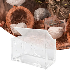 Acrylic Clear Bird Chicken Feeder, Food Container Dispenser Cage Accessories Pet Bowl for Canary Finch Budgerigar