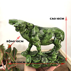 Tượng con trâu trang trí - Chiều cao 16cm - Màu xanh lục bích