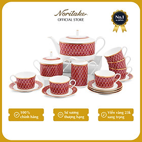 Bộ Bàn Trà Coffee 15 Món Noritake dòng Crochet sứ xương cao cấp 4966L -