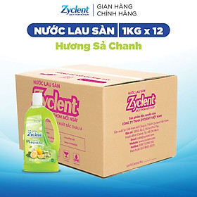 Thùng Nước Lau Sàn ZYCLENT EXTRA Hương Sả Chanh - 1Kg x 12 CHAI