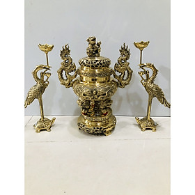 Mua Bộ đỉnh đồng tam sự cao 30cm(đỉnh và cặp hạc)