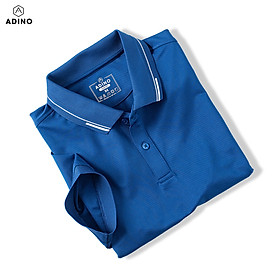 Hình ảnh Áo polo nữ màu xanh dương phối viền ADINO vải polyester cotton không bai xù dáng công sở slimfit hơi ôm trẻ trung APN05