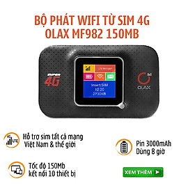 Mua Bộ Phát Wifi Từ Sim 4G LTE OLAX MF982  Tốc Độ 150Mb Màn Hình LCD Hiển Thị Thông Minh Pin 3000mAh Dùng 12 Giờ - Hàng Chính Hãng