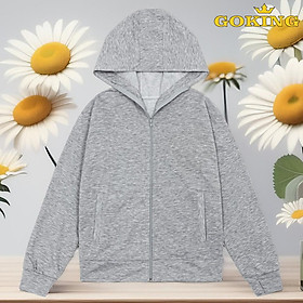 Áo khoác cặp đôi GOKING vải da cá, 6 túi to rộng, dây kéo an toàn, mũ to trùm đầu. Form unisex cho nữ nam trẻ em. Chống nắng gió lạnh, chống tia UV