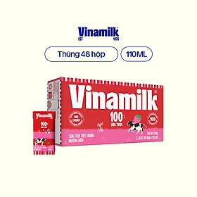 Sữa tươi tiệt trùng hương dâu Vinamilk -  Thùng 48 hộp 110ml